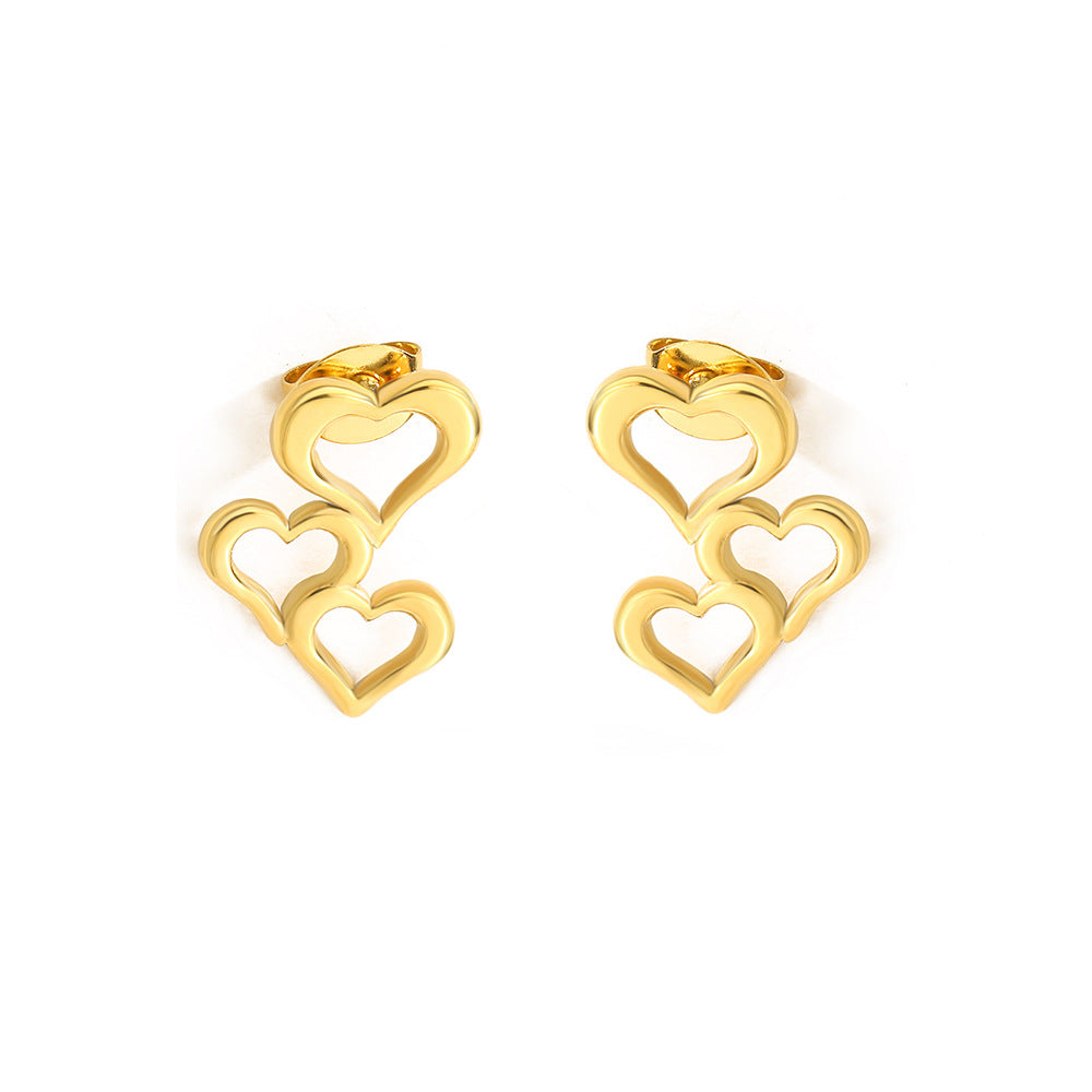 Wholesale New Valentine's Day Simple Fashion Love Stitching Hollow Earrings